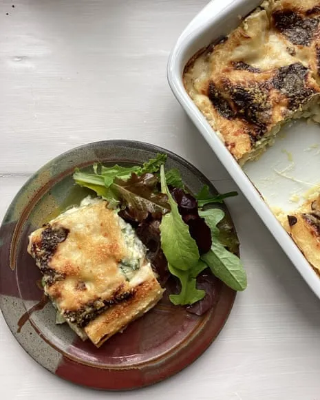 A Classic Dish for Lasagna with Courgette and Three Cheeses