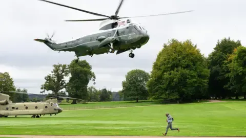 The US President Diverted and Compelled to Swap Helicopters En Route to Stansted Airport